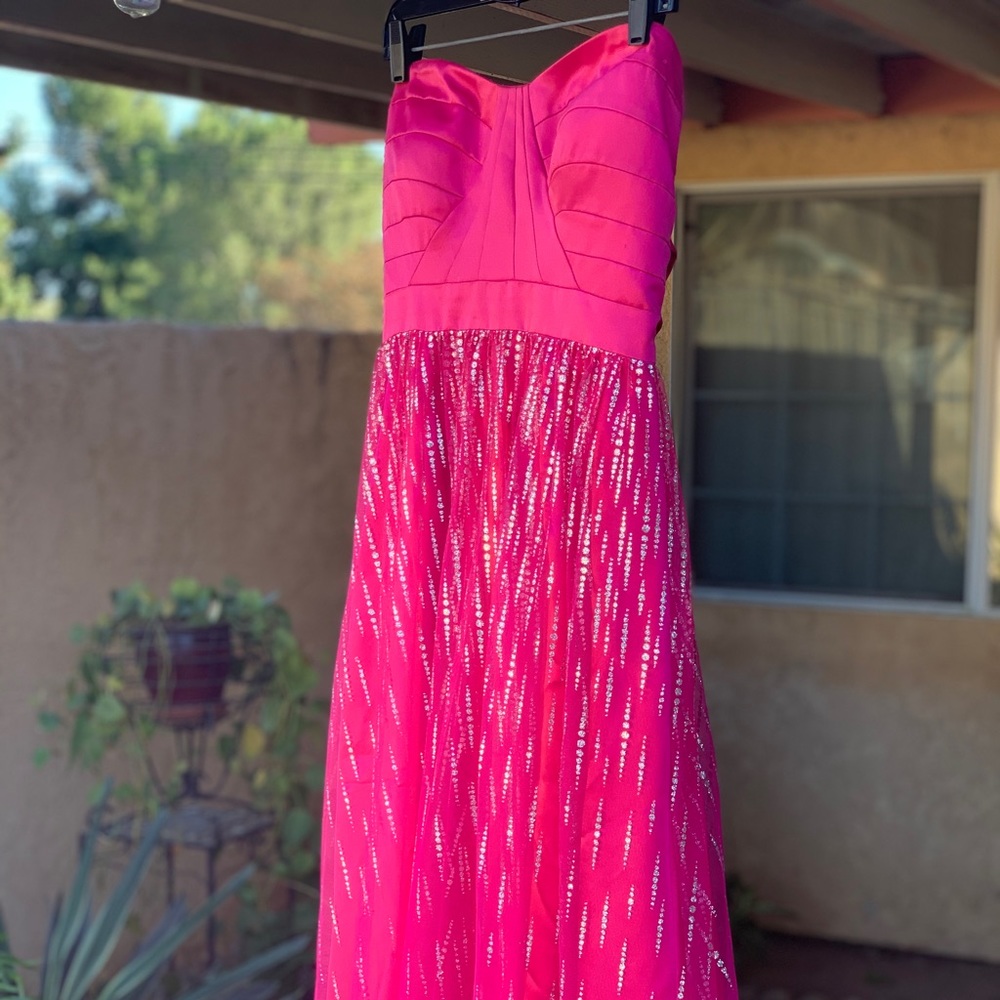 Pink & Silver Full Length Formal Dress - Picture 3 of 4